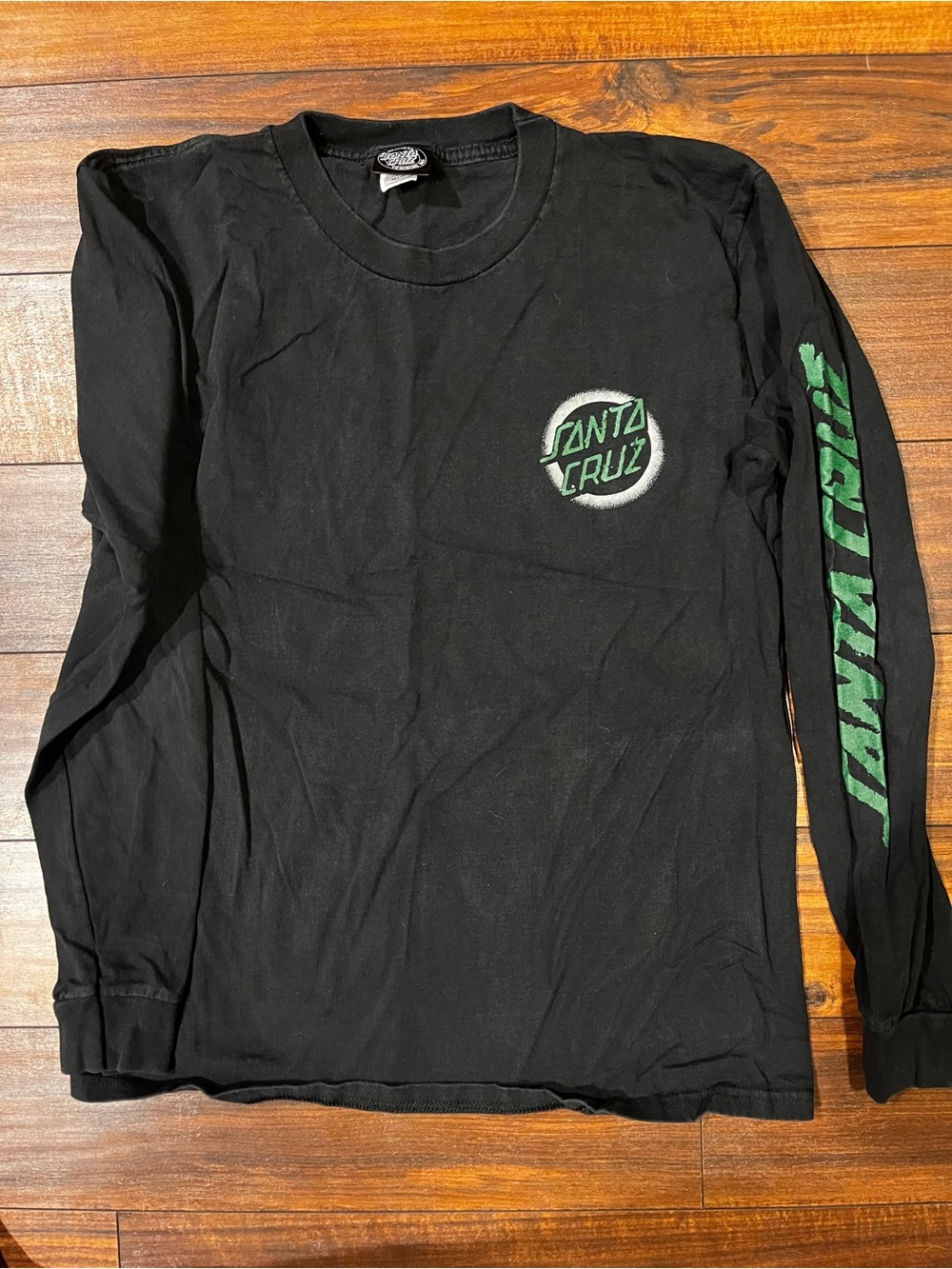 Santa Cruz Skateboards Black Long Sleeve Tee with Green Logo
